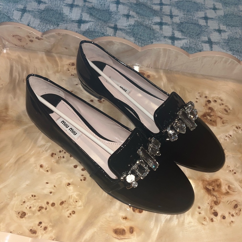 Miu Miu Black Embellished Women's Loafers